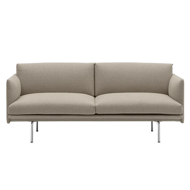 Outline Sofa 2-Seater - Polished Aluminum Base - Ecriture 240 Polished