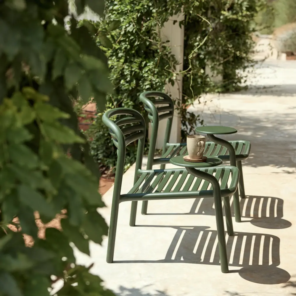 Bliss loungefåtölj m/sidobord höger Sand, aluminium