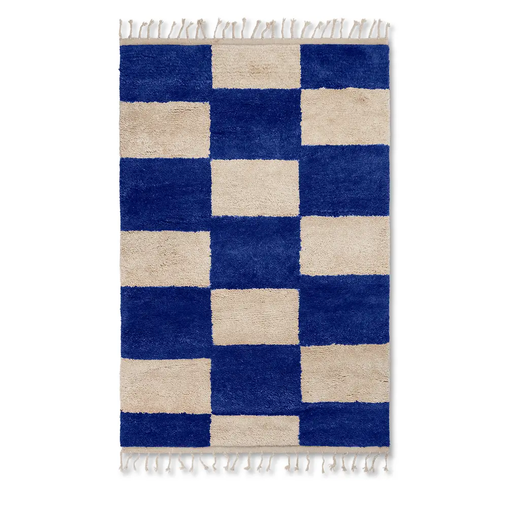 Mara Handknuten Matta 120x180 cm - Br Blue/Off-Whi