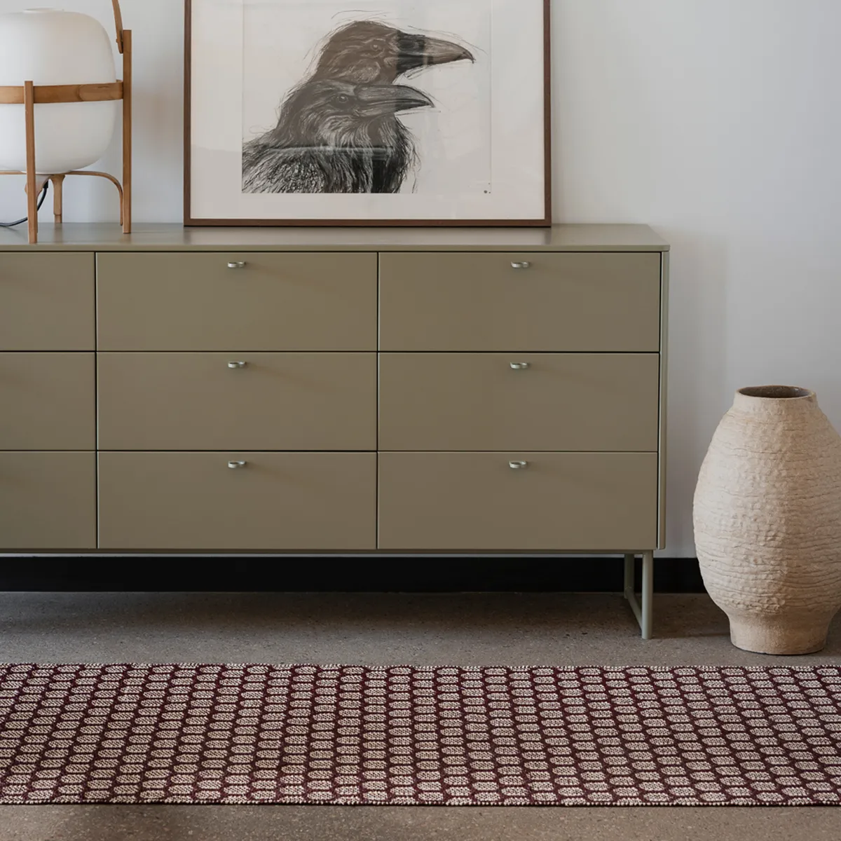 Vändbar Plastmatta MIMI Burgundy/Cream 70x300 cm