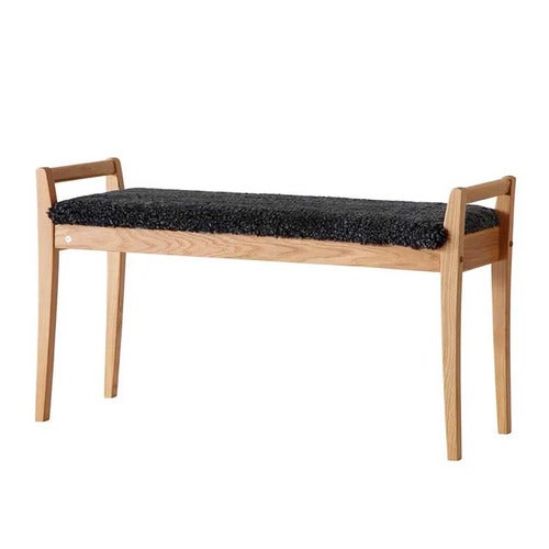 Meja Bänk Oljad Ek/Fårskinn Mörkgrå