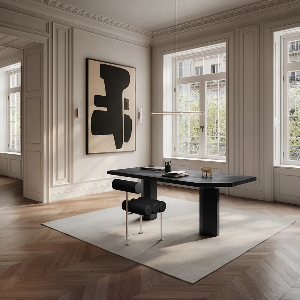 Hiro Matstol Stainless Steel - Aniline Leather Black