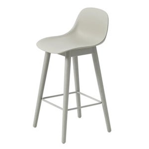 Fiber barstol låg Wood Base - 65 cm - Grey/Grey