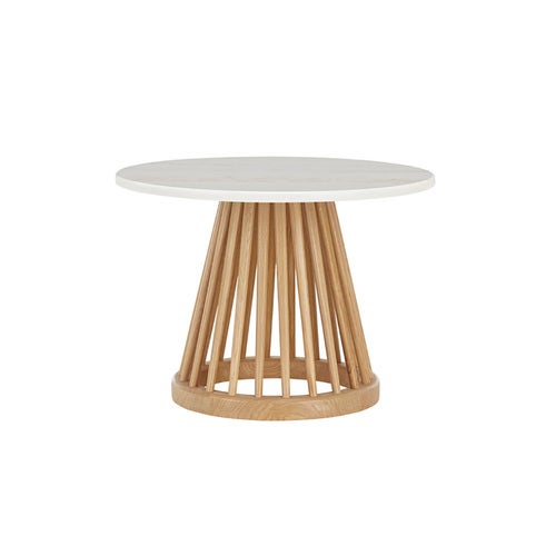 Fan bord naturfärgad stenskiva 60 cm vit