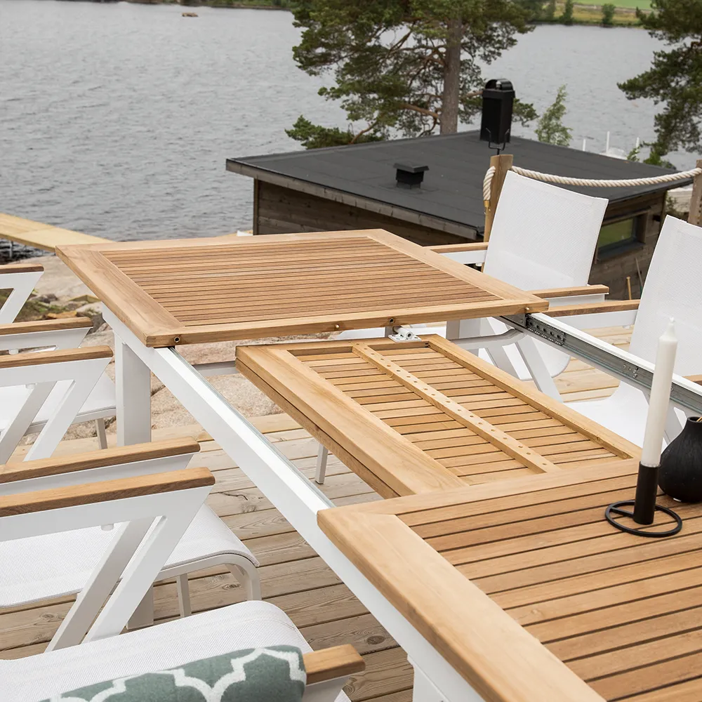 Panama Matbord 160-240x90 cm Vit/Teak