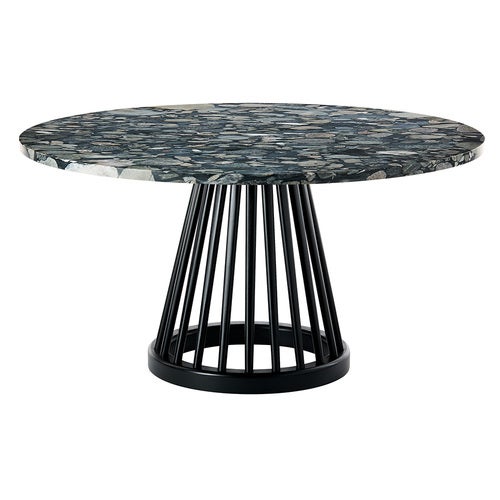 Fan bord svart stenskiva 90 cm pebble