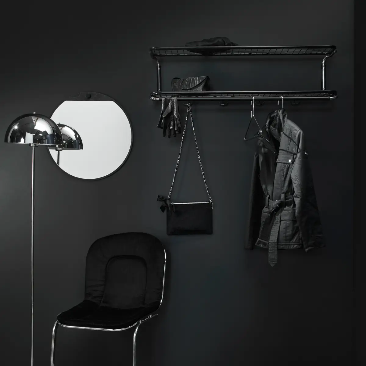 Classic hatthylla 100 cm Svart Krom