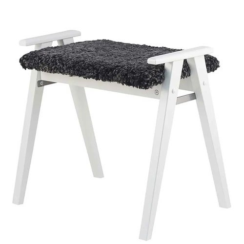 Alme Pall Vitlackad Björk/Fårskinn mörkgrå