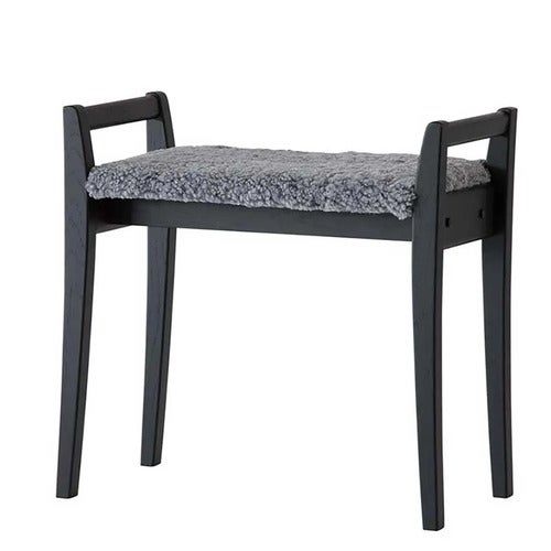Meja Pall Svartbetsad Ek/Fårskinn Ljusgrå