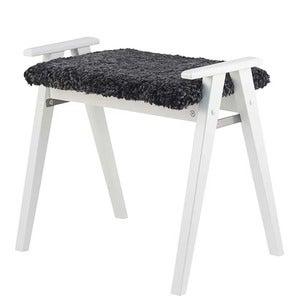 Alme Pall Vitlackad Björk/Fårskinn mörkgrå