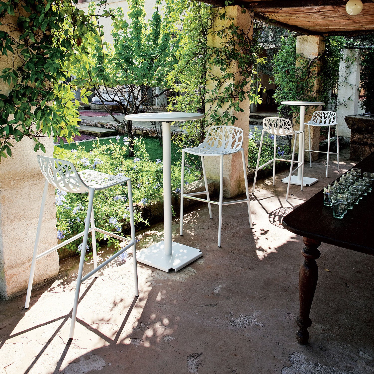 Forest barstol 65 cm med hög rygg White 