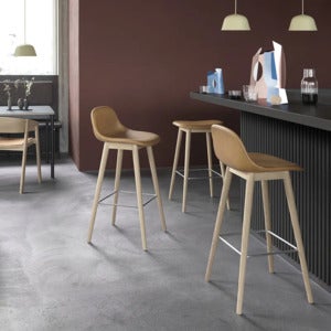 Fiber barstol hög Wood Base - 75 cm - Black/Anthracite