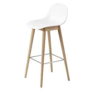 Fiber barstol hög Wood Base - 75 cm - Natural White/Oak