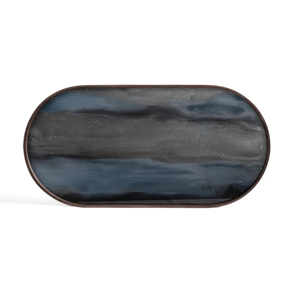 Organic glas bricka oval M Graphite 