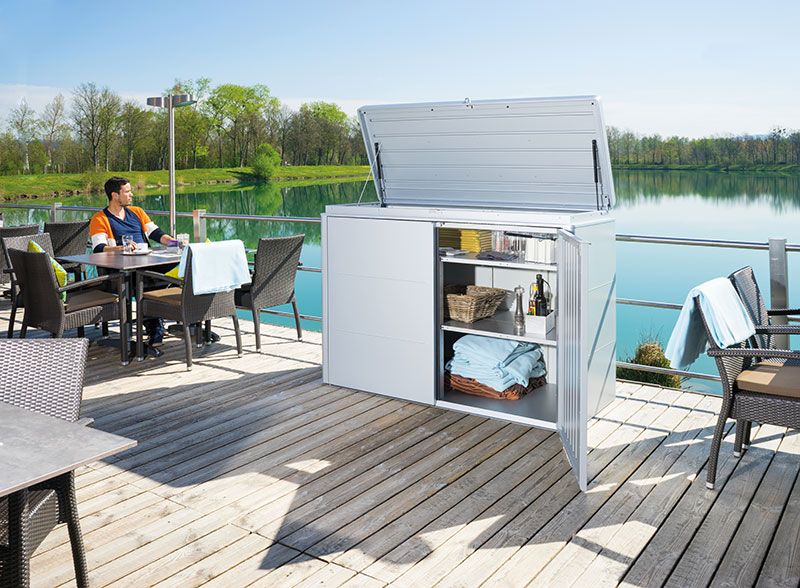 Highboard förvaringslåda 160 cm quartzgrå