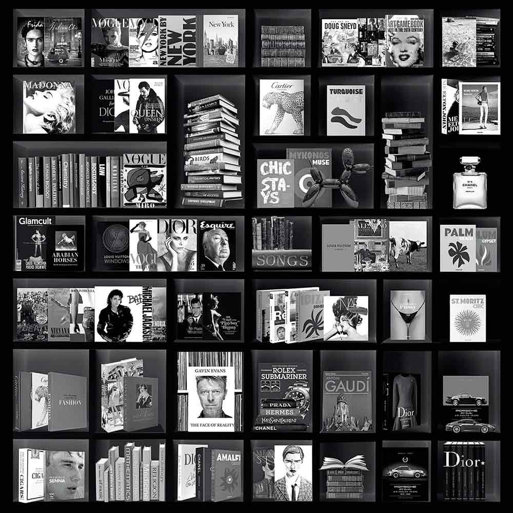 Väggdekoration Book Case Fashion Black 120X120 Cm