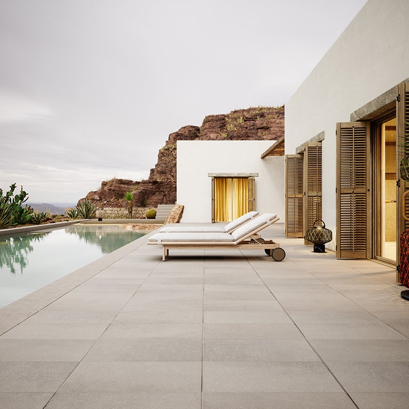 TIBBO solsäng i teak med hjul 