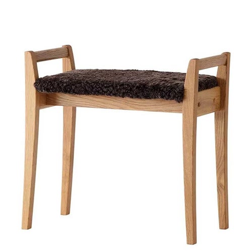 Meja Pall Oljad Ek/Fårskinn Brun