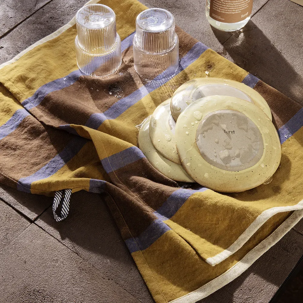 Kökshandduk Hale  Lime/Bright Blue/Choco