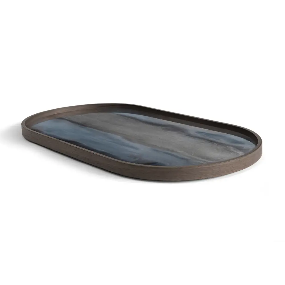 Organic glas bricka oval M Graphite 