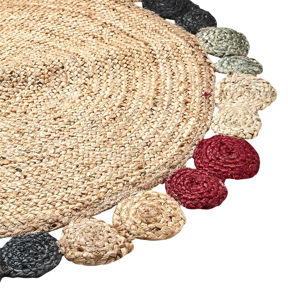 JUNI matta natur/flerfärgad Ø90 cm