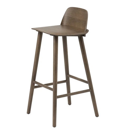 Nerd barstol 75 cm - med fotstöd i metall - Stained Dark Brown