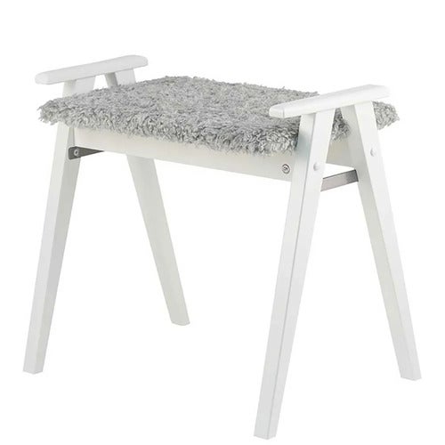 Alme Pall Vitlackad Björk/Fårskinnslook ljusgrå