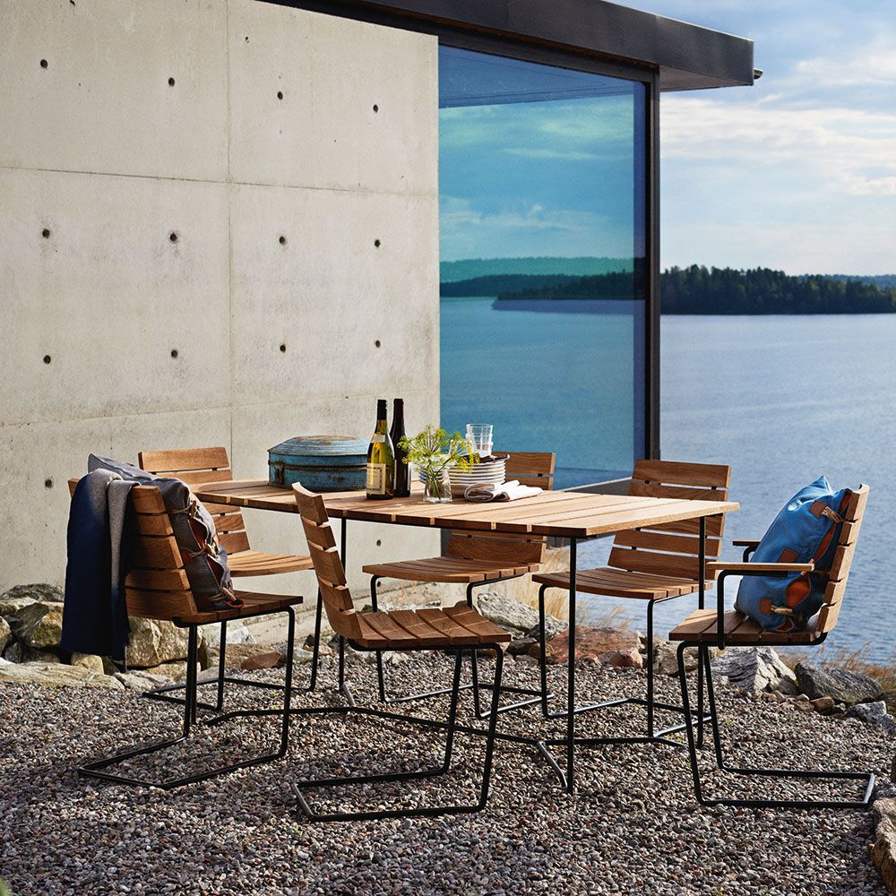 Grinda Karmstol Svart / Teak 